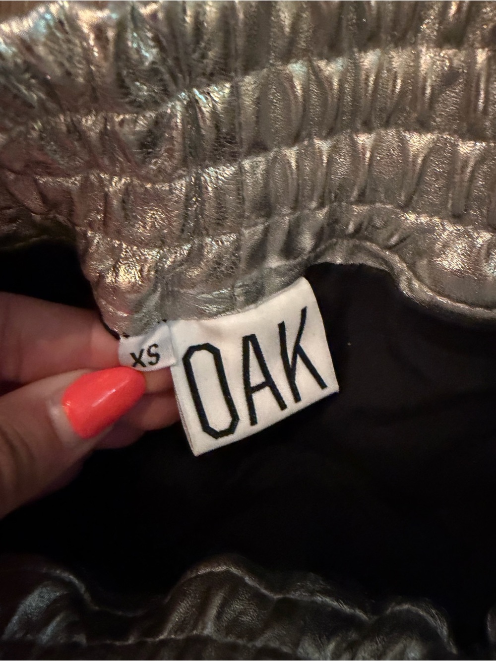 OAK Shimmery Silver Athletic Shorts with Zipper Pockets - Picture 3 of 4